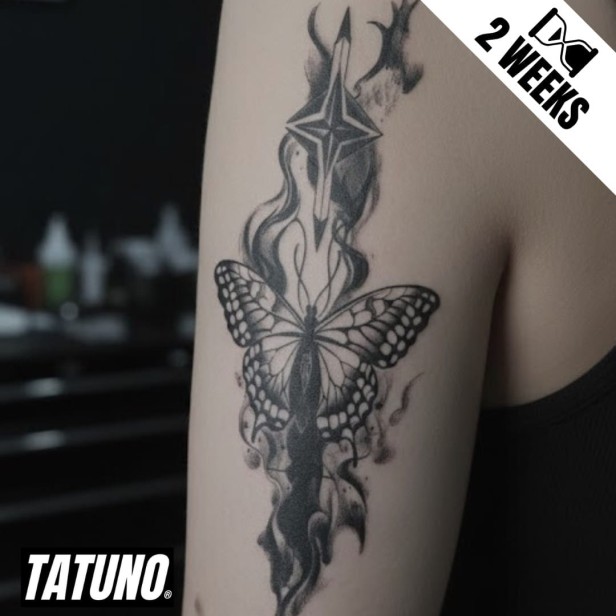 Tatuaż jagua półtrwały motyl w ogniu przemiany