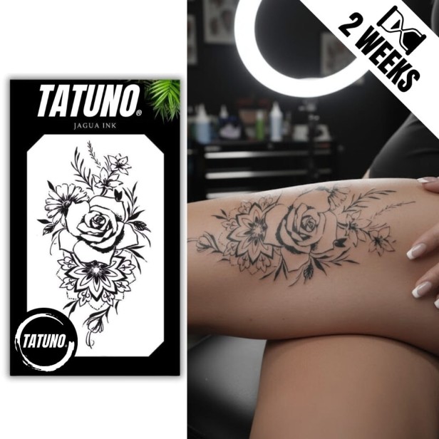 Tatuaż jagua półtrwały dalie stokrotka róża