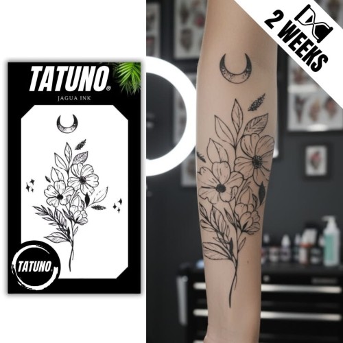 Tatuaż jagua półtrwały kwiaty pod gwiazdami