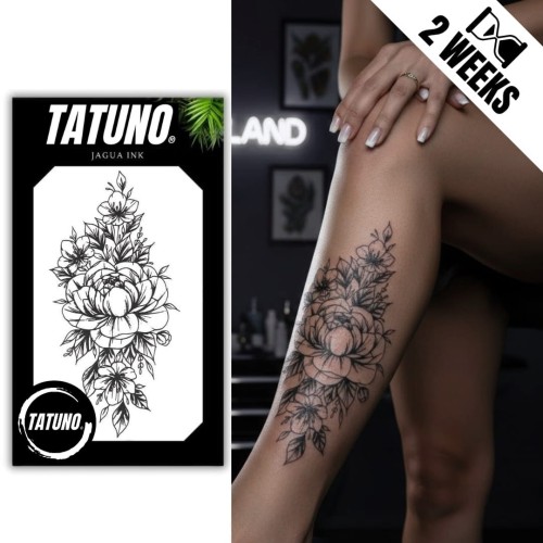 Tatuaż jagua półtrwały rozkwit piwonii