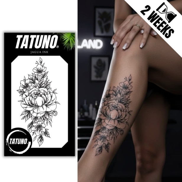 Tatuaż jagua półtrwały rozkwit piwonii