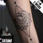 Tatuaż jagua półtrwały piwonia w geometrycznym świecie