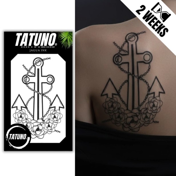 Tatuaż jagua półtrwały kotwica w rozkwicie