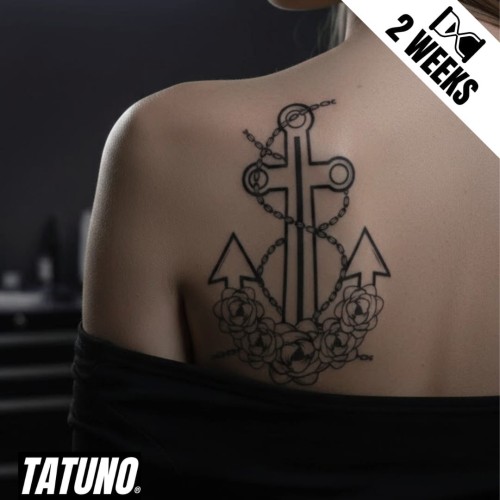 Tatuaż jagua półtrwały kotwica w rozkwicie