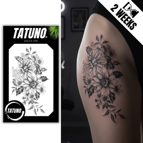 Tatuaż jagua półtrwały dalie stokrotki chryzantemy
