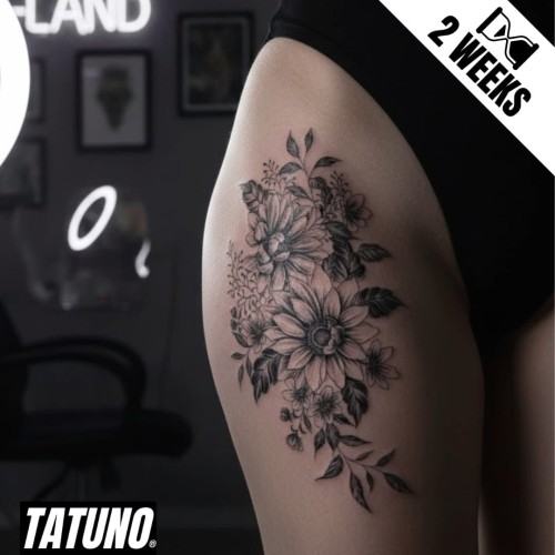 Tatuaż jagua półtrwały dalie stokrotki chryzantemy