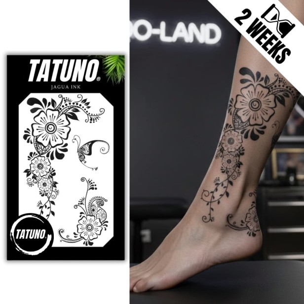 Tatuaż jagua półtrwały kwiatowy wir