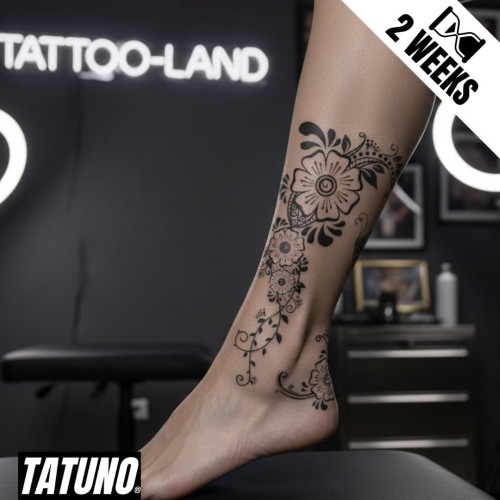 Tatuaż jagua półtrwały kwiatowy wir