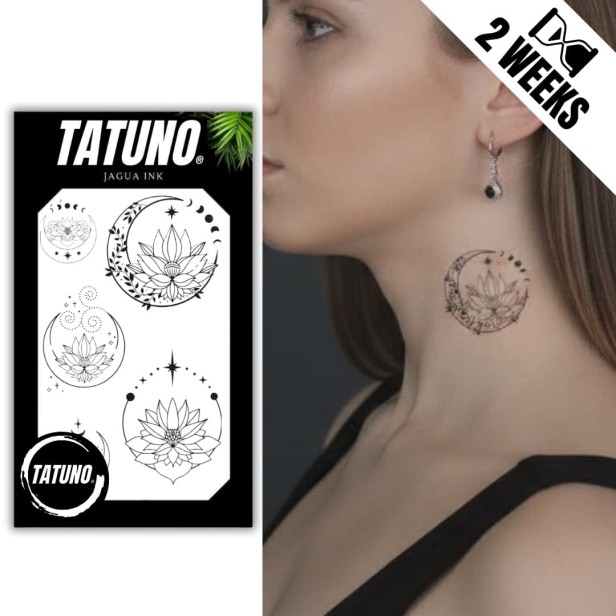 Tatuaż jagua półtrwały lotos w blasku księżyca