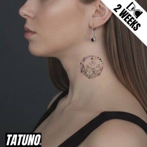 Tatuaż jagua półtrwały lotos w blasku księżyca