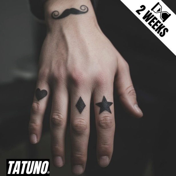 Tatuaż jagua półtrwały wąsy i symbole kart