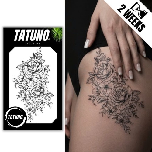 Tatuaż jagua półtrwały hibiskus róże