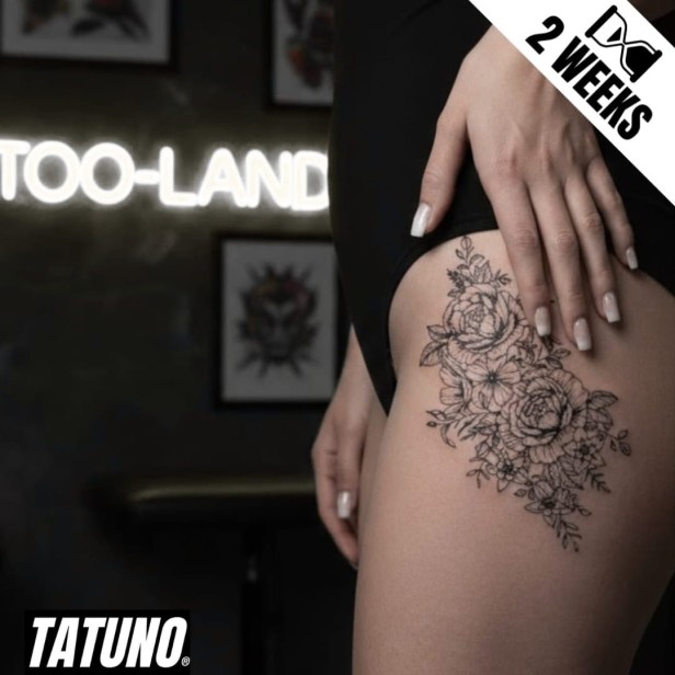 Tatuaż jagua półtrwały hibiskus róże