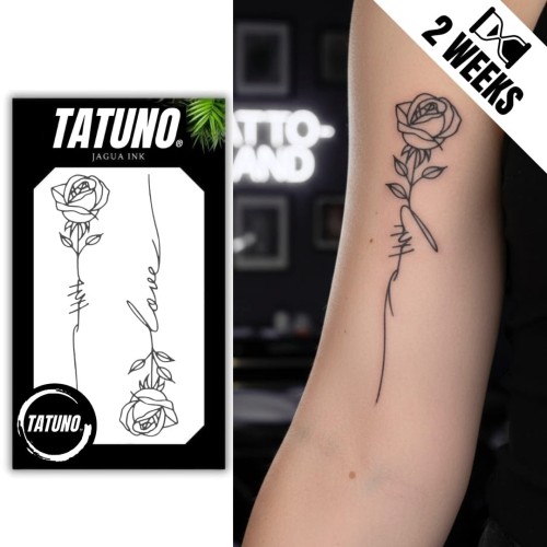 Tatuaż jagua półtrwały róże napisy