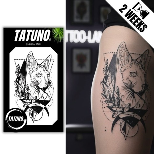 Tatuaż jagua półtrwały geometryczny kot