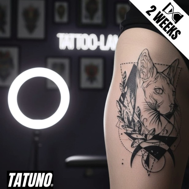 Tatuaż jagua półtrwały geometryczny kot