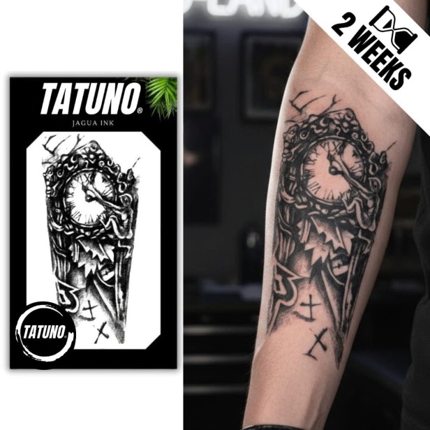 Tatuaż jagua półtrwały przejście czasu zegar