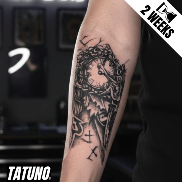 Tatuaż jagua półtrwały przejście czasu zegar