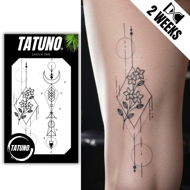 Tatuaż jagua półtrwały figury geometryczne kwiaty