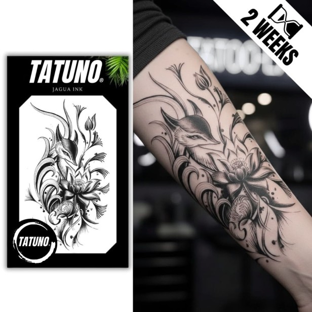 Tatuaż jagua półtrwały lis kwiatowy