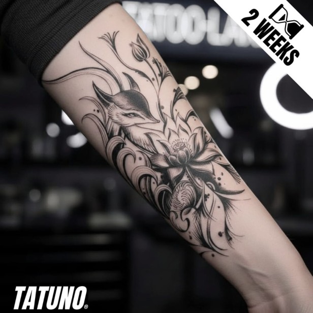 Tatuaż jagua półtrwały lis kwiatowy