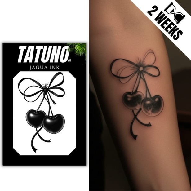 Tatuaż jagua półtrwały wisienki wstążka