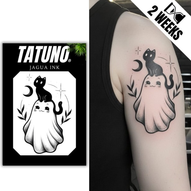 Tatuaż jagua półtrwały kot na uroczym duszku