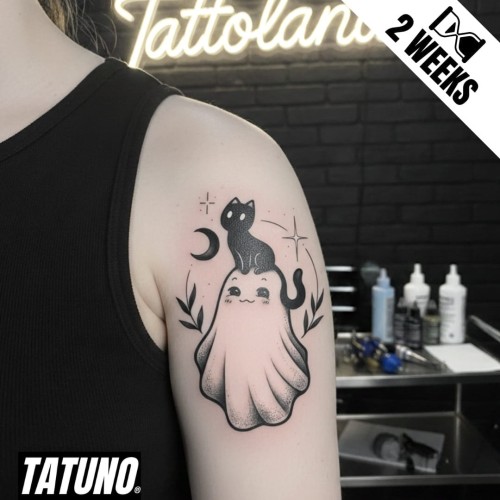 Tatuaż jagua półtrwały kot na uroczym duszku
