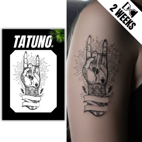 Tatuaż jagua półtrwały ręka w geście kozła