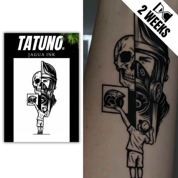 Tatuaż jagua półtrwały za maską strażaka