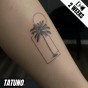 Tatuaż jagua półtrwały palma i zachód słońca