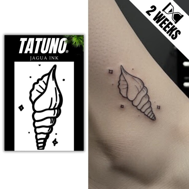 Tatuaż jagua półtrwały palma i zachód słońca