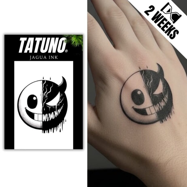 Tatuaż jagua półtrwały uśmiech z piekła rodem