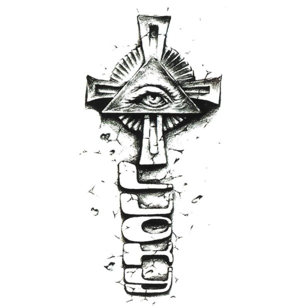 Tatuaż oko boga krzyż