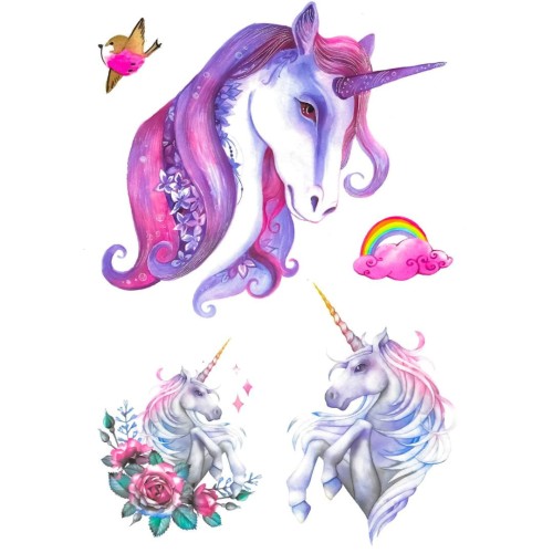 Tatuaże dla dzieci kolorowe jednorożce