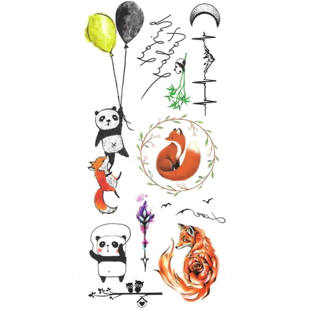 Tatuaże dla dzieci panda lis mix
