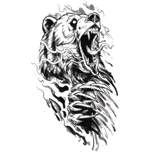 Tatuaż niedźwiedź z pazurami (