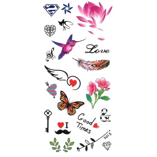 Tatuaże dla dzieci mix klucz motyl piórko