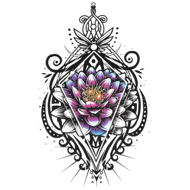 Tatuaż damski mandala kolorowy