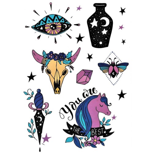 Tatuaż dla dzieci jednorożec oko koń