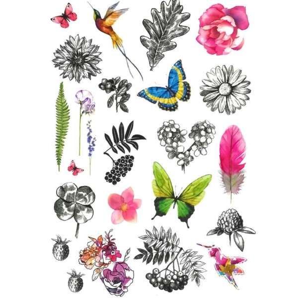 Tatuaże dla dzieci paproć jarzębina motyl liść