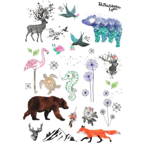 Tatuaże dla dzieci niedźwiedź konik morski góry jeleń