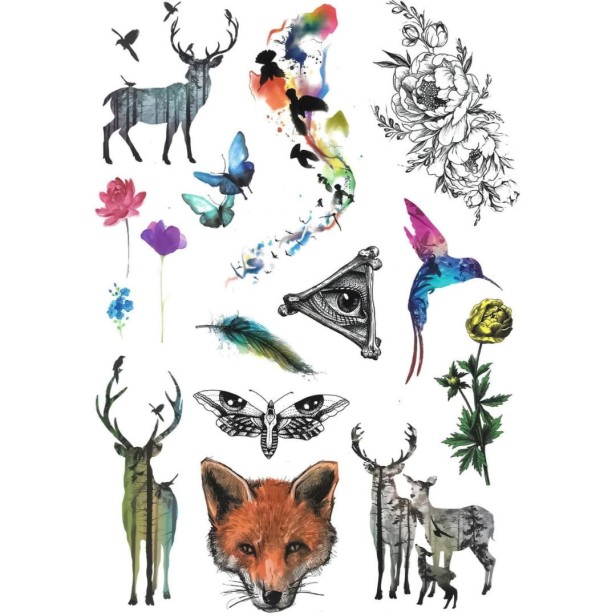 Tatuaże dla dzieci lis jeleń motyl ptak