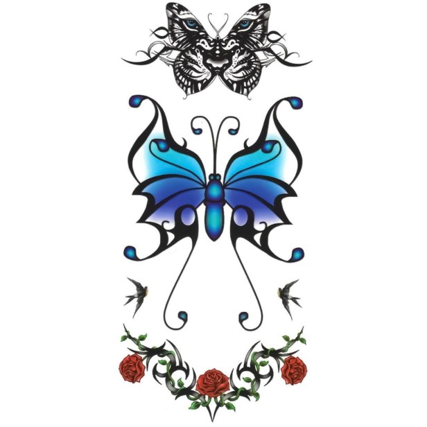 Tatuaż dla dzieci piękny motyl róże