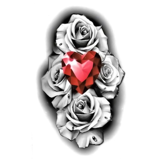 Tatuaż tymczasowy kwiat serce