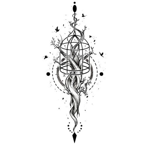 Tatuaż tymczasowy klatka drzewo